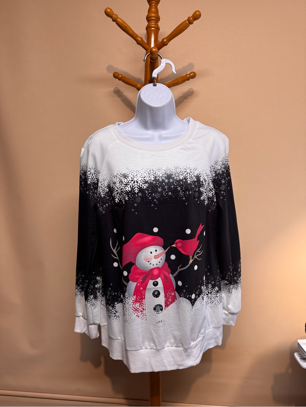 Snowman Cardinal Holiday Long Sleeve Shirt Size Medium